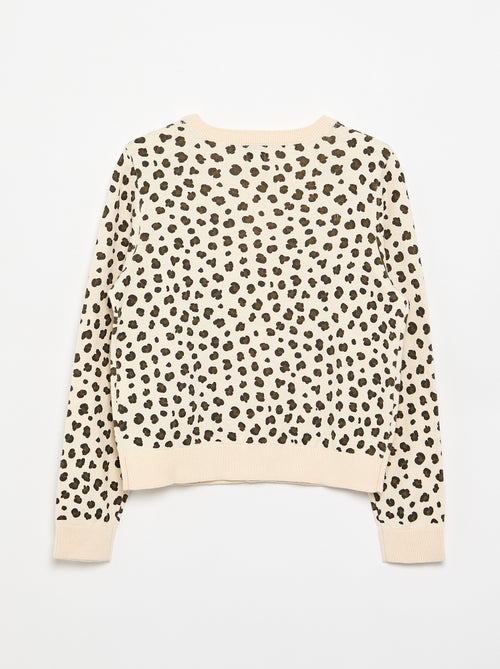 Cárdigan de cuello redondo ligero con estampado de leopardo - Kiabi Cárdigan de cuello redondo ligero con estampado de leopardo - Kiabi