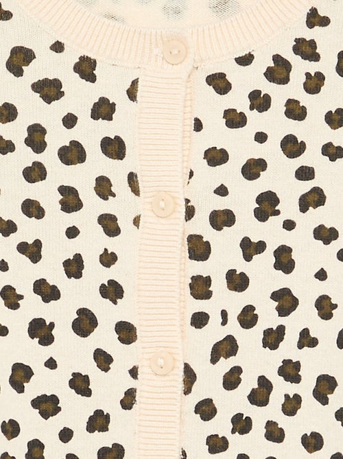 Cárdigan de cuello redondo ligero con estampado de leopardo - Kiabi Cárdigan de cuello redondo ligero con estampado de leopardo - Kiabi