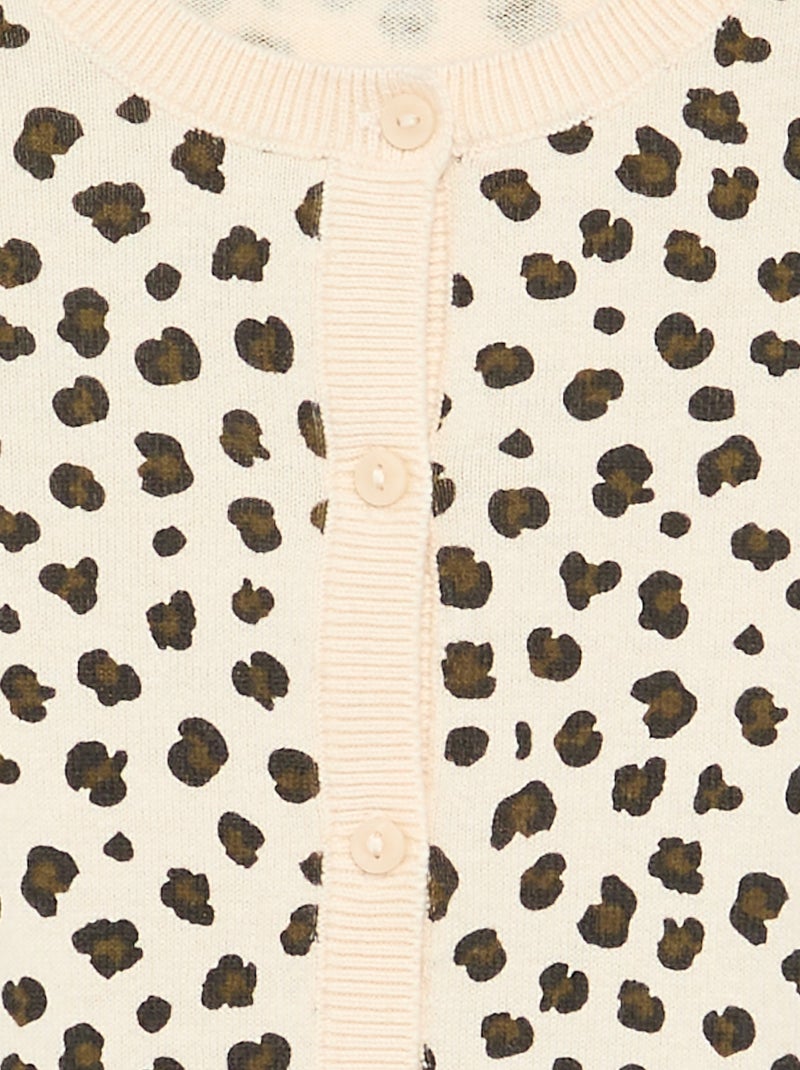 Cárdigan de cuello redondo ligero con estampado de leopardo Beige - Kiabi