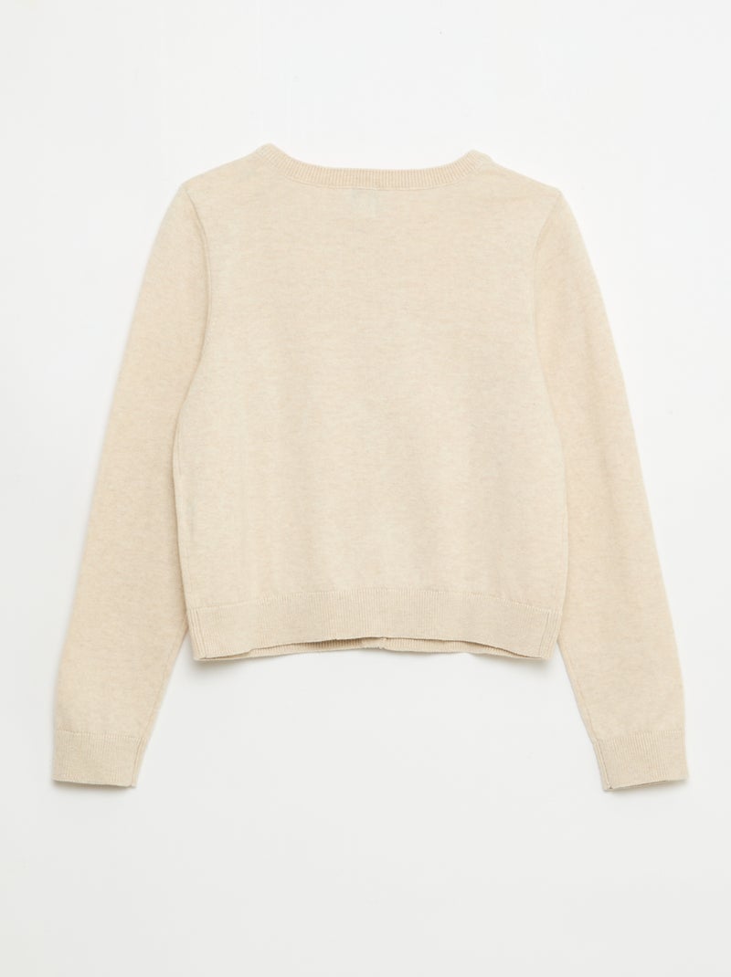Cárdigan de cuello redondo ligero liso Beige - Kiabi