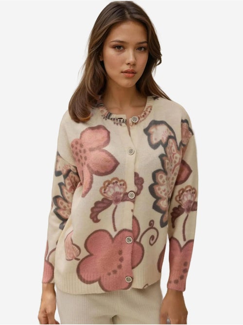 Cárdigan de jacquard con flores - Kiabi Cárdigan de jacquard con flores - Kiabi