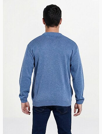 Cárdigan de lana con cuello de pico y manga larga abotonado - Afibel