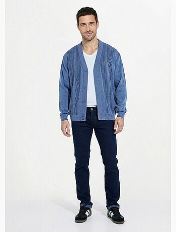 Cárdigan de lana con cuello de pico y manga larga abotonado - Afibel