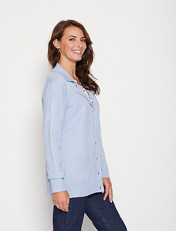 Cárdigan de largo medio con botones y cuello sastre - Afibel