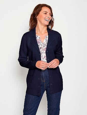 Cárdigan de largo medio con botones y cuello sastre - Afibel