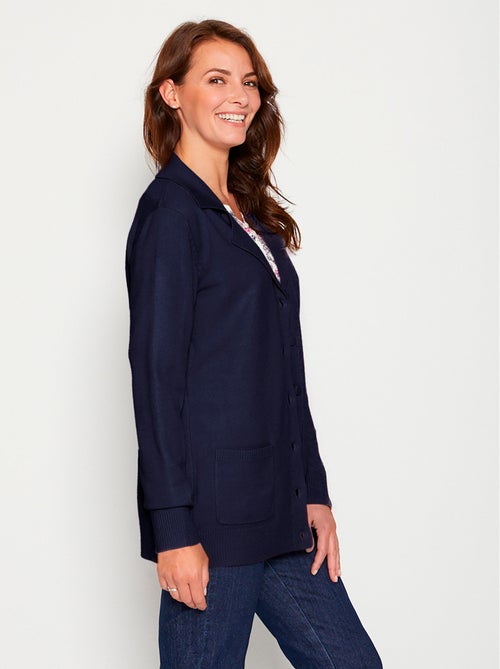 Cárdigan de largo medio con botones y cuello sastre - Afibel - Kiabi