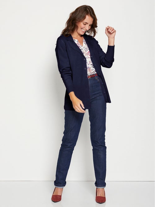 Cárdigan de largo medio con botones y cuello sastre - Afibel - Kiabi