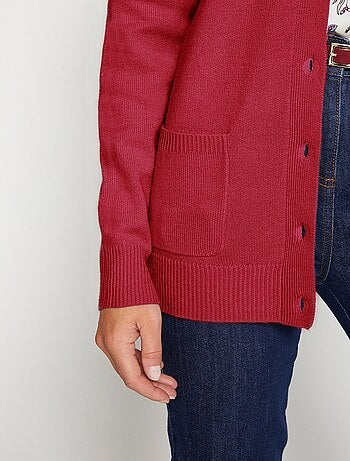Cárdigan de largo medio con botones y cuello sastre - Afibel