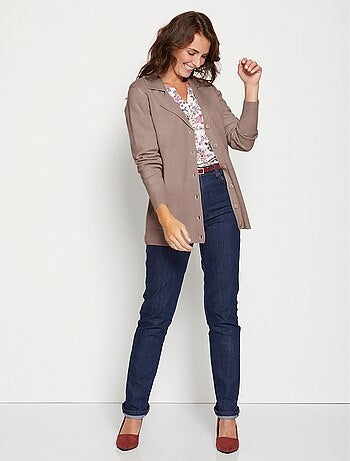 Cárdigan de largo medio con botones y cuello sastre - Afibel