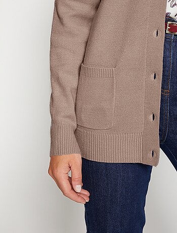 Cárdigan de largo medio con botones y cuello sastre - Afibel