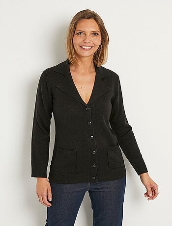 Cárdigan de largo medio con botones y cuello sastre - Afibel