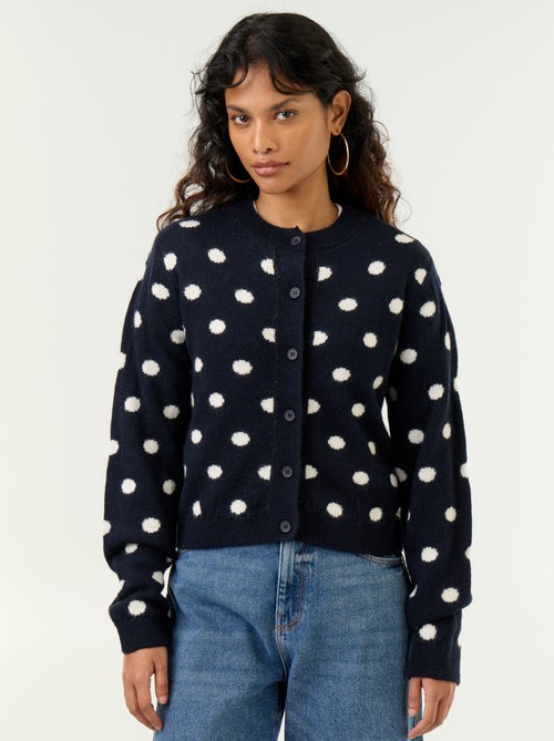 Cárdigan de lunares y de manga larga - Kiabi