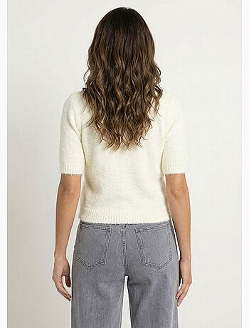 Cárdigan de manga corta con lana - AFIBEL