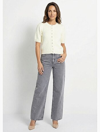 Cárdigan de manga corta con lana - AFIBEL