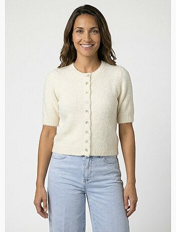 Cárdigan de manga corta con lana - AFIBEL