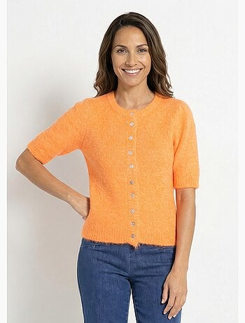 Cárdigan de manga corta con lana - AFIBEL