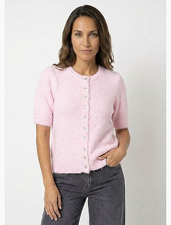 Cárdigan de manga corta con lana - AFIBEL