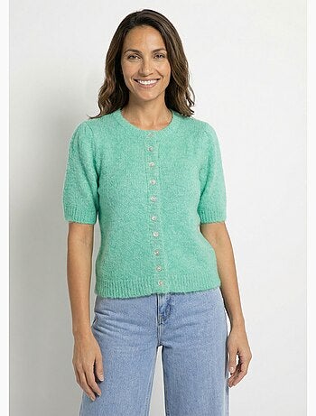 Cárdigan de manga corta con lana - AFIBEL