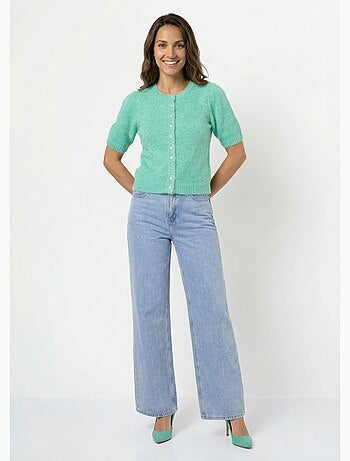 Cárdigan de manga corta con lana - AFIBEL