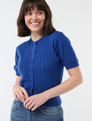 Cárdigan de manga corta en punto calado