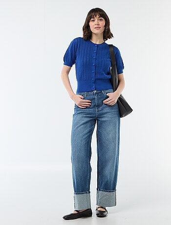 Cárdigan de manga corta en punto calado