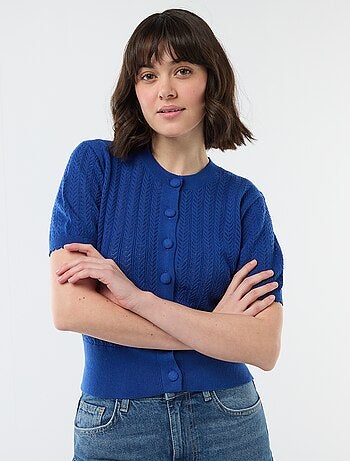 Cárdigan de manga corta en punto calado