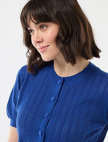 Cárdigan de manga corta en punto calado