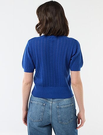 Cárdigan de manga corta en punto calado