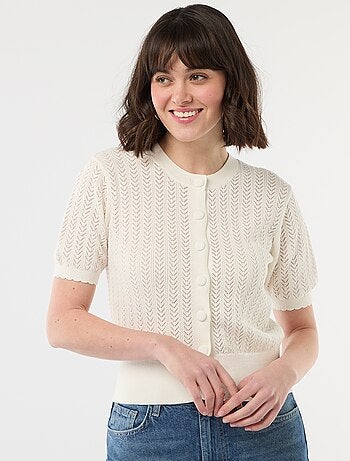 Cárdigan de manga corta en punto calado