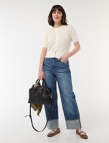 Cárdigan de manga corta en punto calado