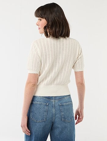 Cárdigan de manga corta en punto calado