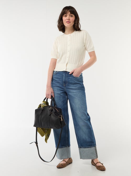 Cárdigan de manga corta en punto calado - Kiabi