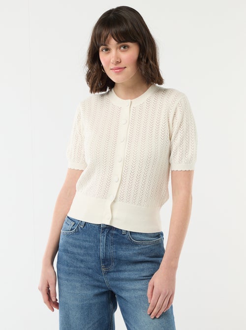 Cárdigan de manga corta en punto calado - Kiabi