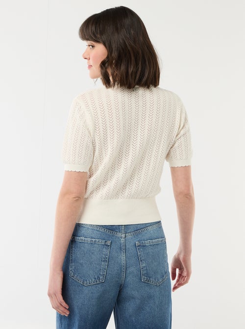 Cárdigan de manga corta en punto calado - Kiabi