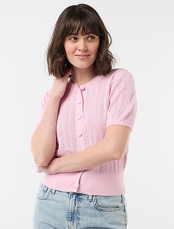 Cárdigan de manga corta en punto calado