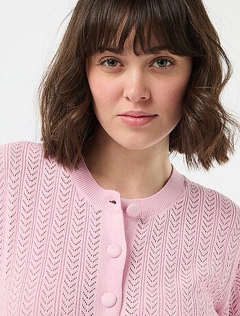 Cárdigan de manga corta en punto calado