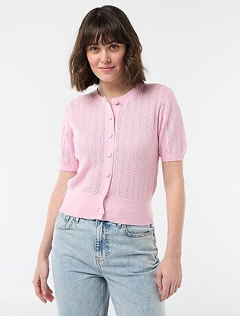 Cárdigan de manga corta en punto calado