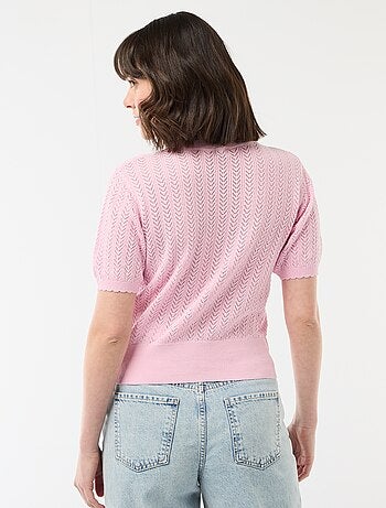 Cárdigan de manga corta en punto calado