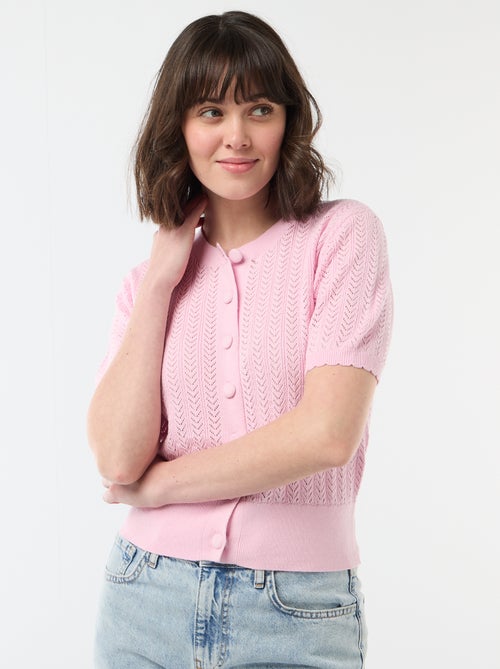 Cárdigan de manga corta en punto calado - Kiabi