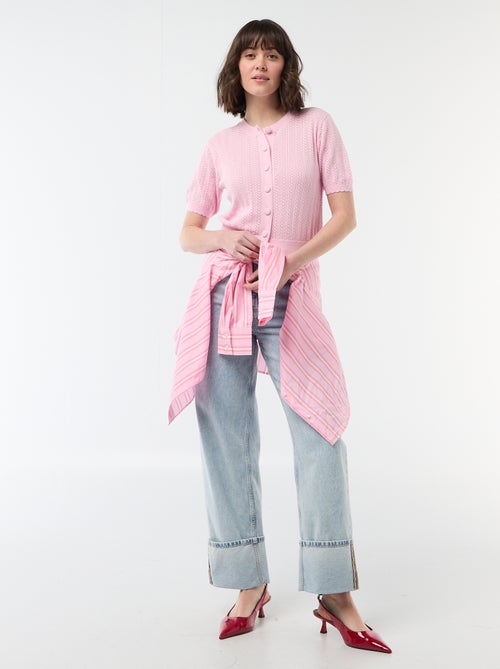 Cárdigan de manga corta en punto calado - Kiabi