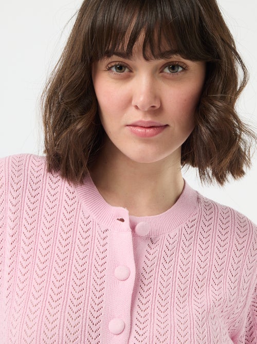 Cárdigan de manga corta en punto calado - Kiabi