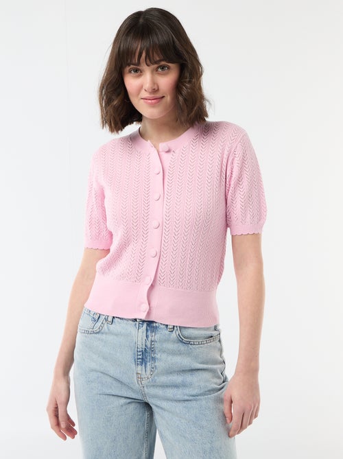 Cárdigan de manga corta en punto calado - Kiabi