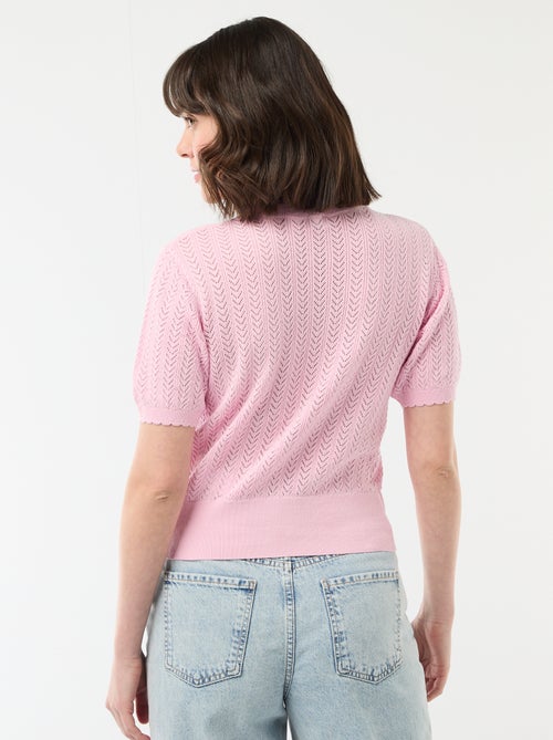 Cárdigan de manga corta en punto calado - Kiabi