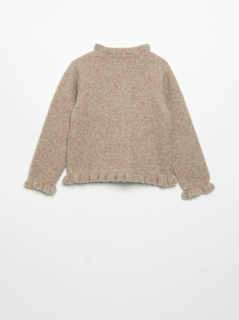 Cárdigan de manga larga con volantes Beige - Kiabi