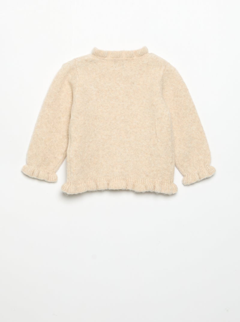 Cárdigan de manga larga con volantes Beige - Kiabi