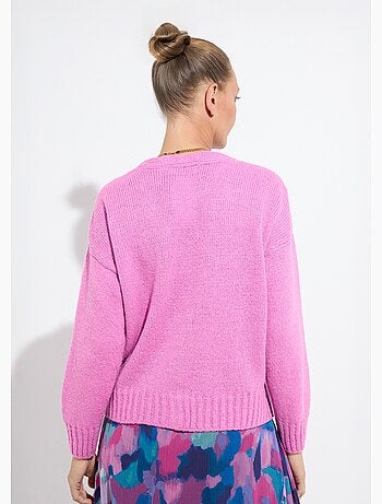 Cárdigan de mezcla de mohair con cuello en V y botones - Afibel