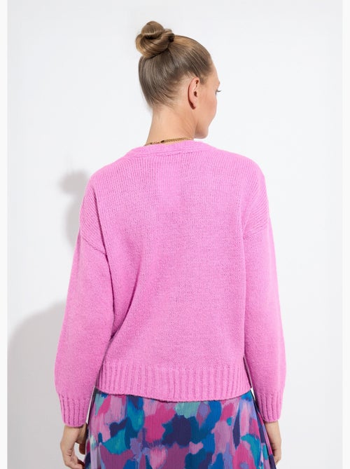 Cárdigan de mezcla de mohair con cuello en V y botones - Afibel - Kiabi