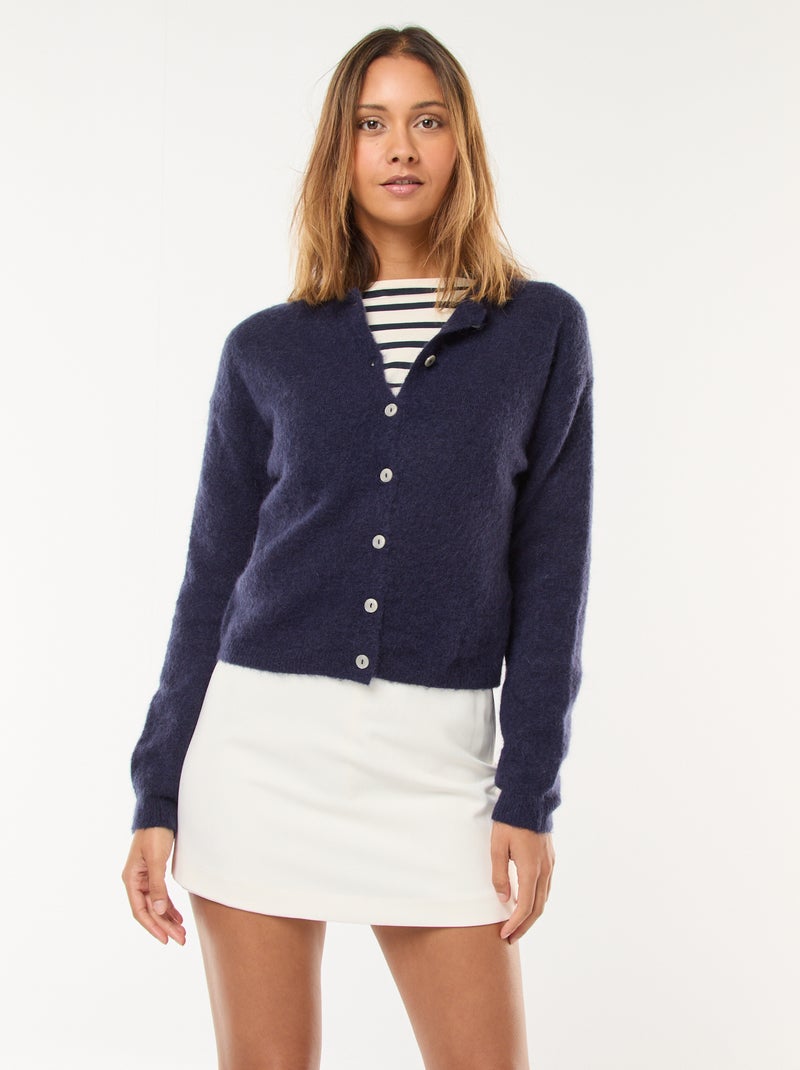 Cárdigan de mohair y lana mezclada Azul - Kiabi