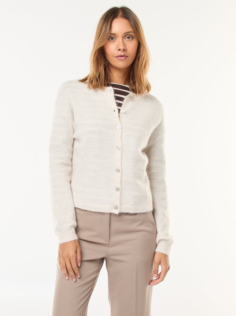 Cárdigan de mohair y lana mezclada Gris - Kiabi