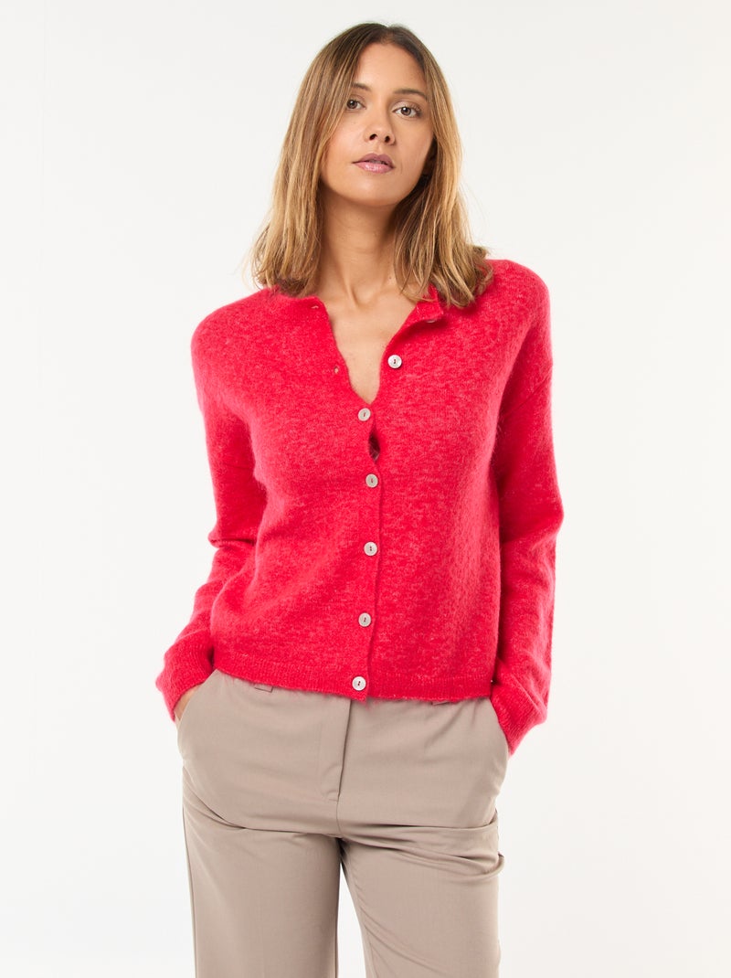 Cárdigan de mohair y lana mezclada Rojo - Kiabi